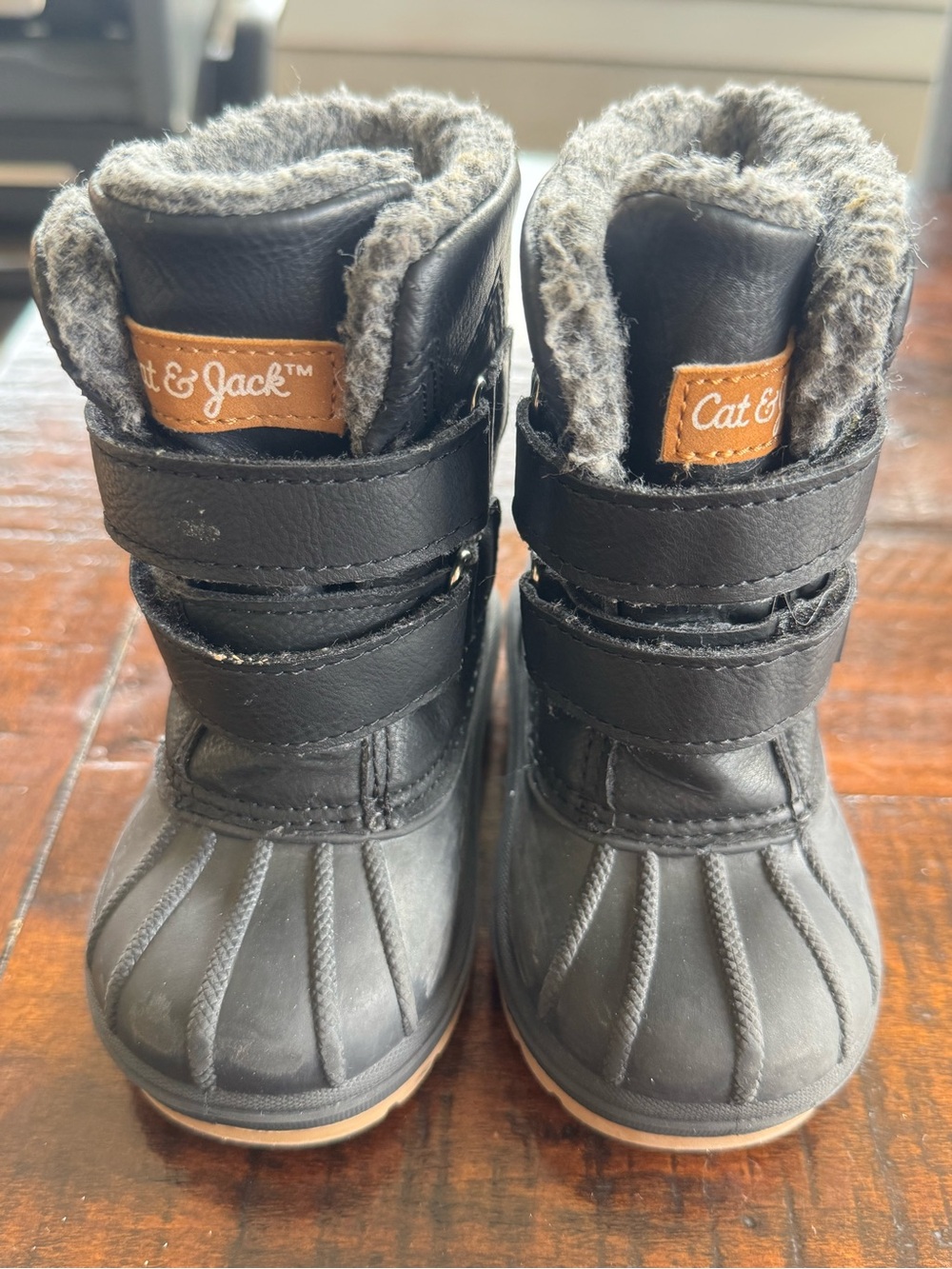 Cat & Jack Black Kids Fleece-Lined Snow Boots